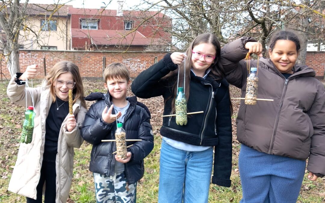 MALI PRIRODNJACI: Ekološke hranilice za ptice u školskom dvorištu